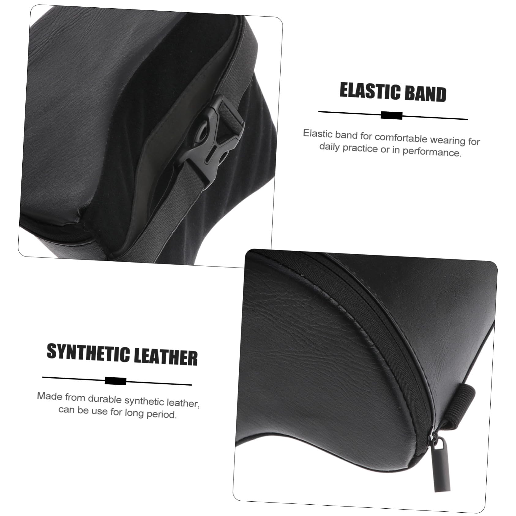 BESTonZON Poggiapiede Chitarra Classica Cuscino Nero, Supporto Stabile | Schiuma e Pelle Sintetica, Fascia Elastica Antiscivolo, per Pratica Quotidiana e Uso Professionale