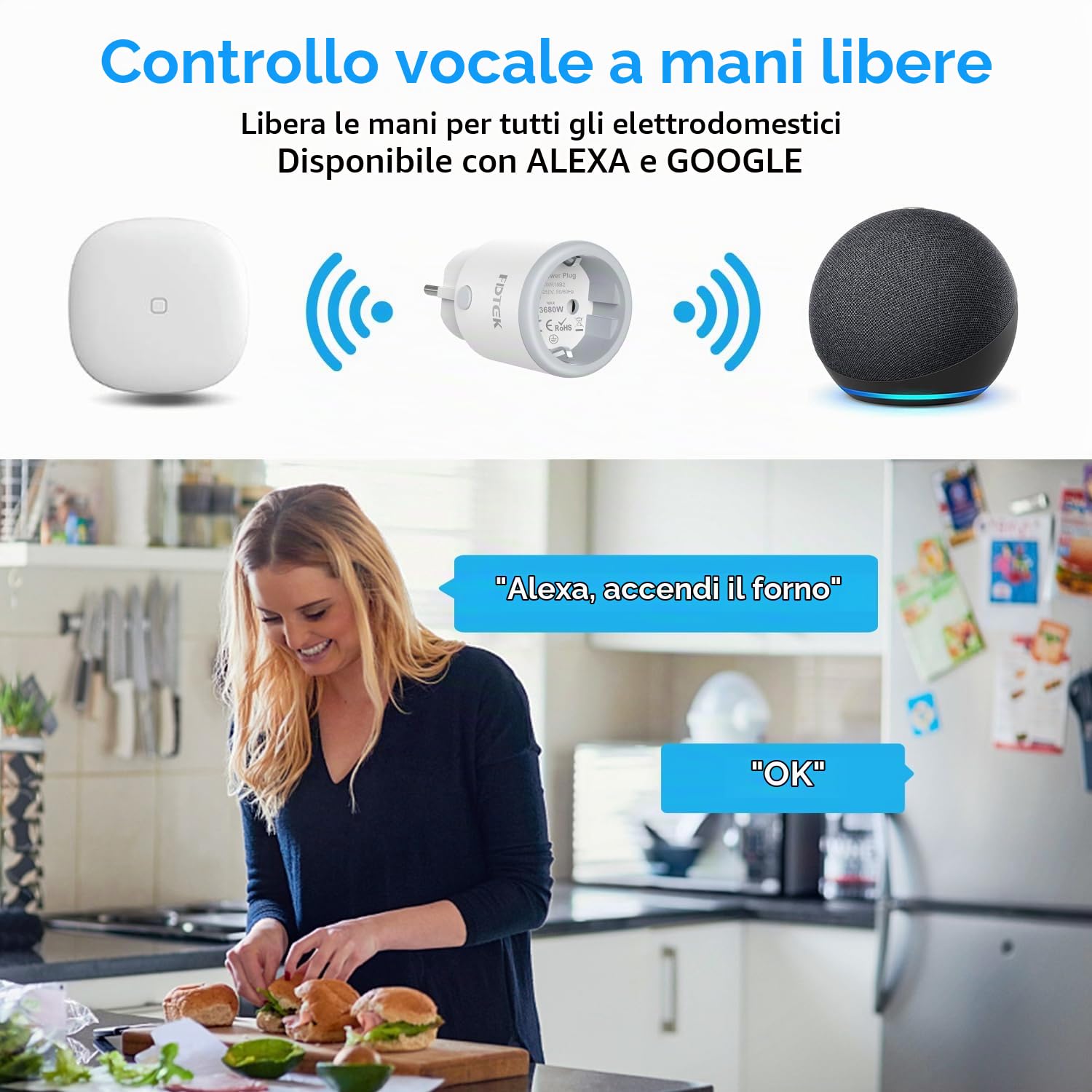 FDTEK ZigBee 3.0 Smart Power Plug 16A Smart Socket SmartLife Wireless App Presa per telecomando con modalità timer e misurazione della corrente, per Alexa e Google, 2PCS