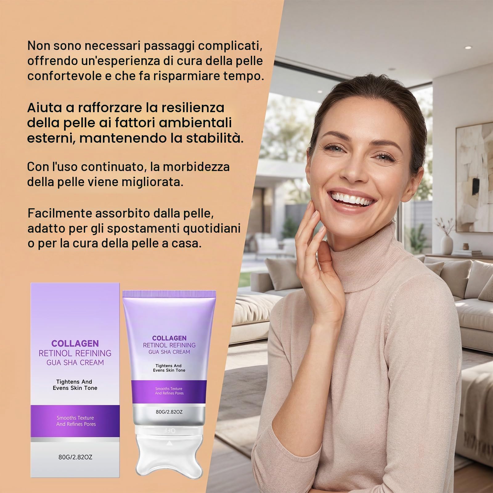 Crema Gua Sha con collagene e retinolo, per rassodare e rassodare il collo, anti-invecchiamento, idratante, rassodante e levigante per viso e collo, cura quotidiana (1)