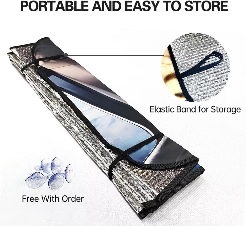 Generic Pembroke Welsh Corgi Windshield Sunshade,Animal Design Front Window Sun Shade - Collapsible Car Sunshade,Family Pet Dog Windshield Car Sunshade for Cars Trucks SUVs Vans 57x27.5in, JccAoT3-5