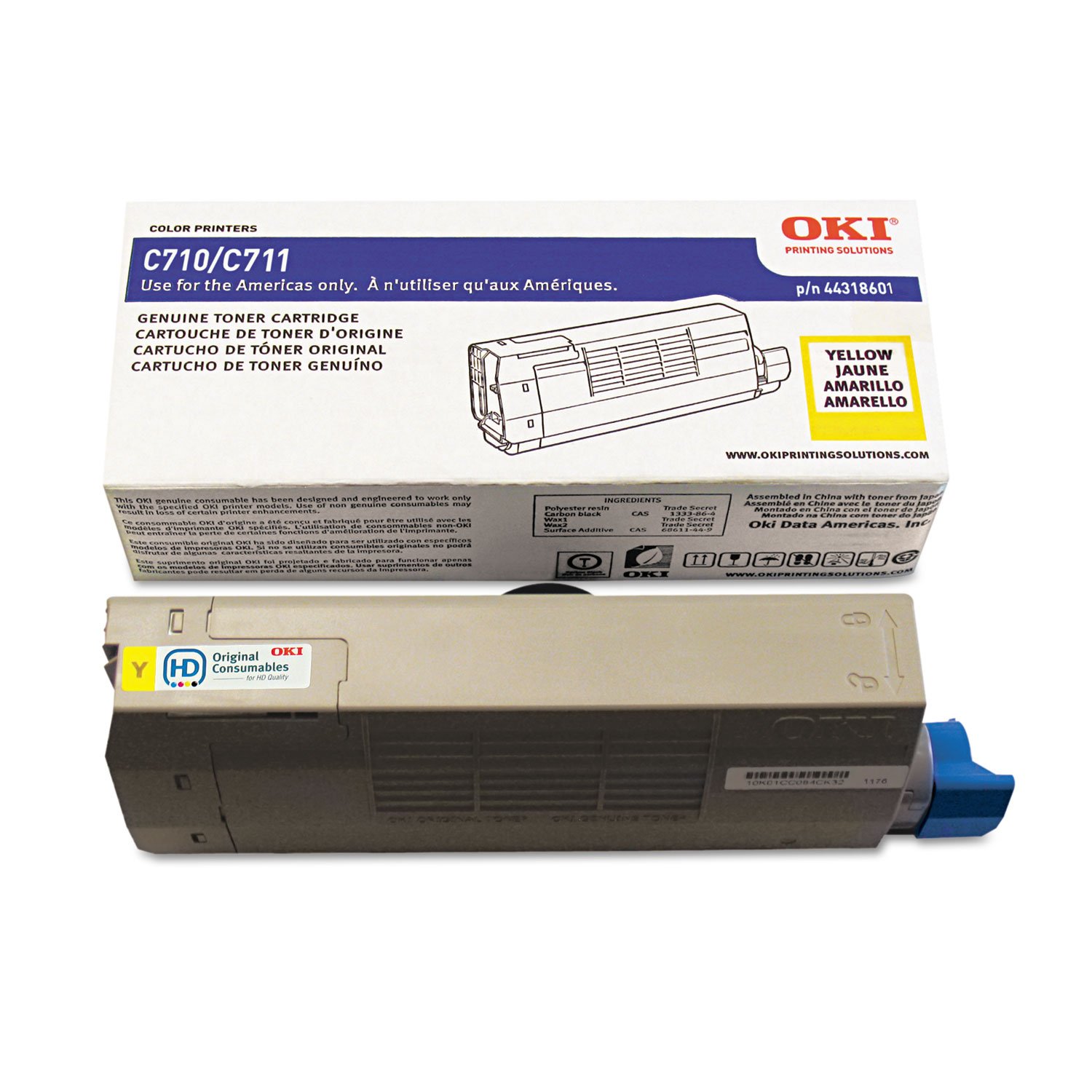 Okidata 44318601 C711 Toner Cartridge (Yellow) in Retail Packaging