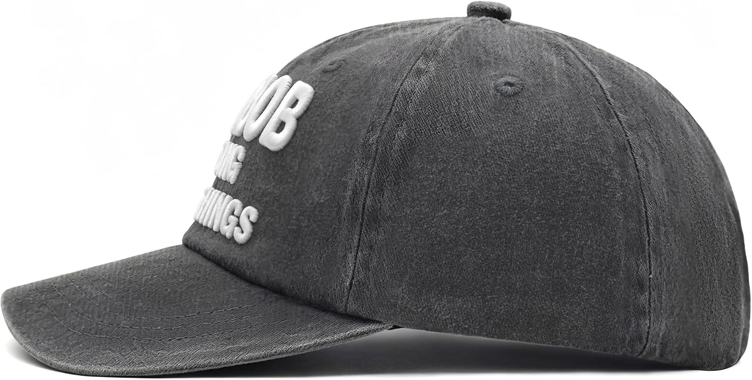 3D Embroidered Washed Baseball Cap, Vintage Cotton Funny Words Hat Trucker Hat for Men and Women