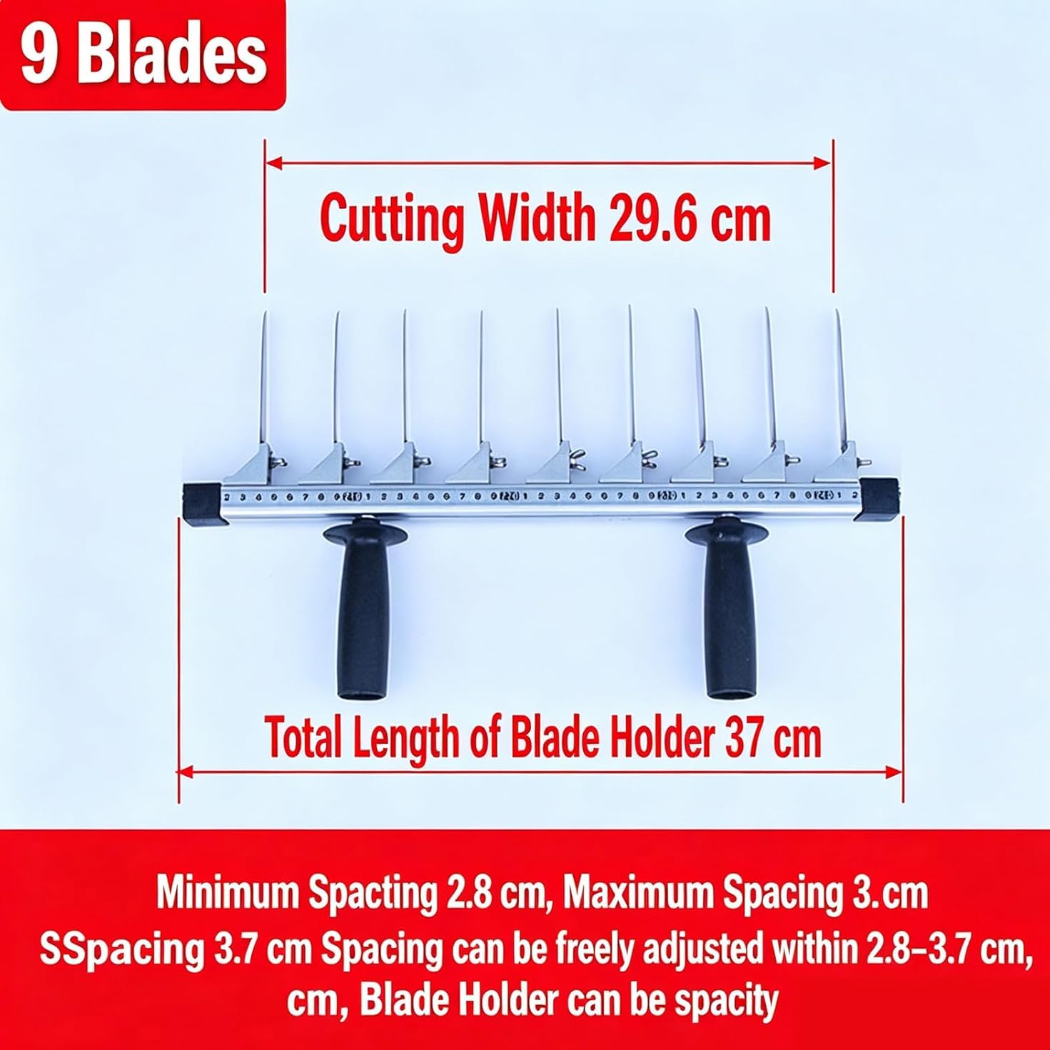 Tofuschneider Aus Edelstahl Mit 9 Klingen Zum Schneiden Von Tofu In Scheiben, Inklusive Lineal, Schnittbreite 29,6/37,6/45,6 cm (optional), Einstellbarer Abstand, 45.6cm Slicer