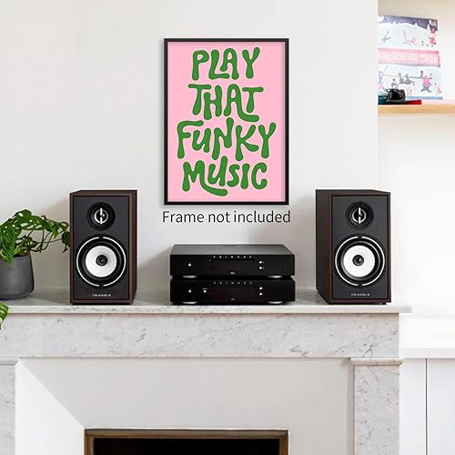 Miniatura 5 de OMANI Arte de pared de la música de los 70's Play That Funky Music, póster de canciones populares de color rosa y verde, impresiones en lienzo de