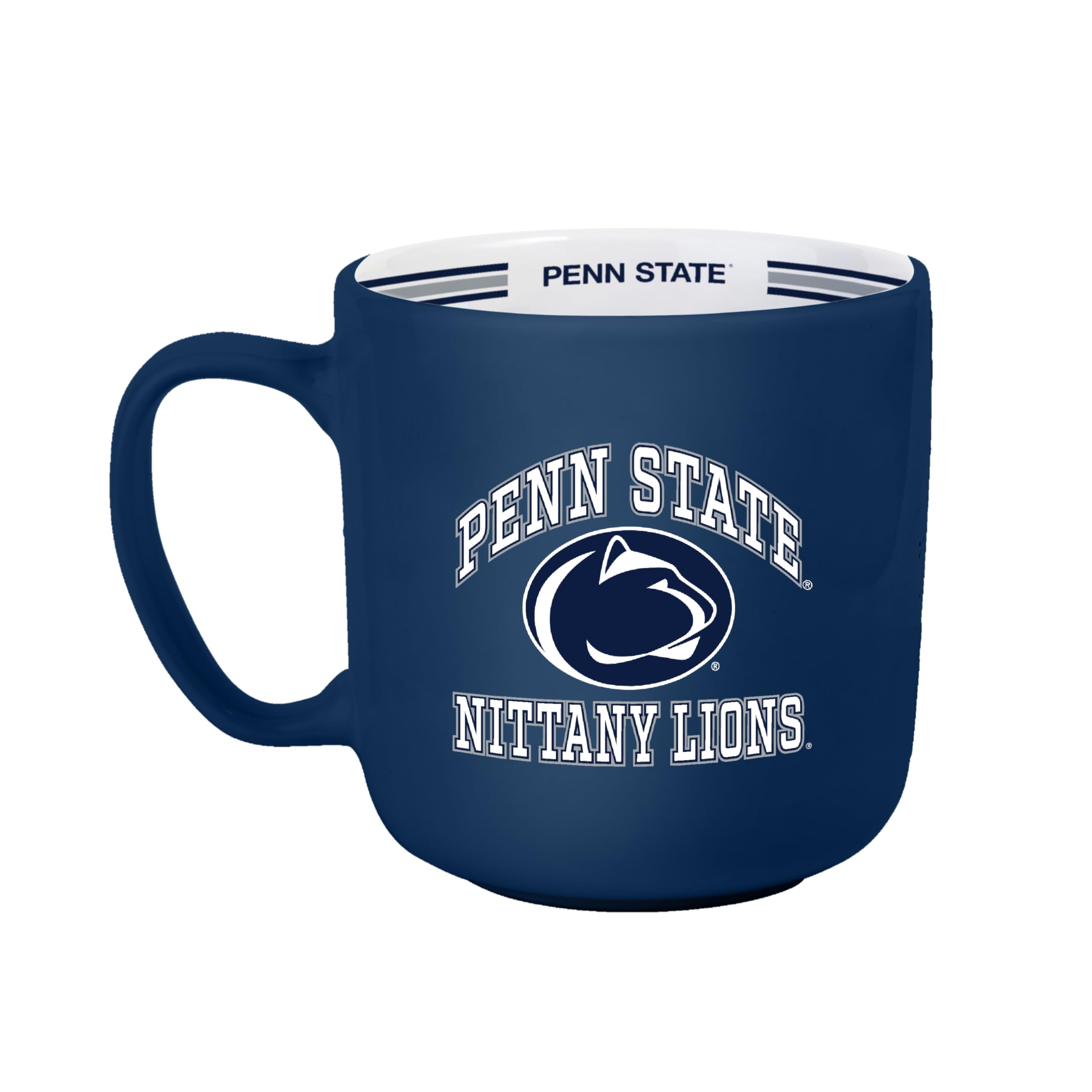 Logo Brands NCAA Penn State Nittany Lions 15 oz Stripe Coffee Mug - Vintage Team Logo, Inside Print &amp; Stripes, Microwave &amp; Dishwasher Safe- Great Gift For Fans &amp; Alumni