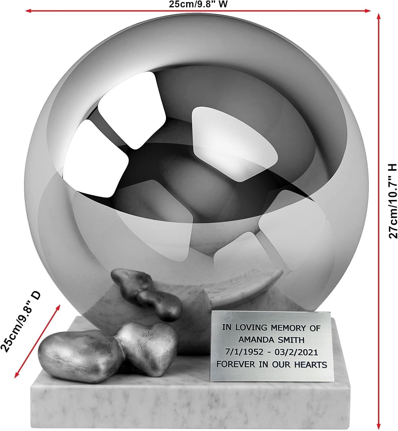 Remember Forever Urn for Parents, Companion urn for Ashes, urn for Two, Decorative Cremation urn (Design 1)