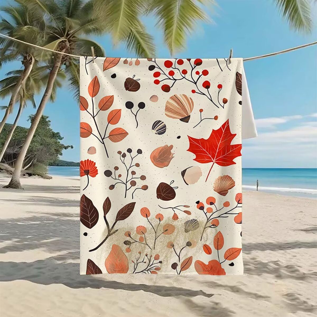 Telo Mare XXL 220x100cm/35x70cm, 2 Set Telo Mare Microfibra Beige Asciugamano Palestra Uomo, Antisabbia, Leggero, Asciugatura Rapida, Teli da Spiaggia Grandi Accessori per Camping Natation Yoga D-82