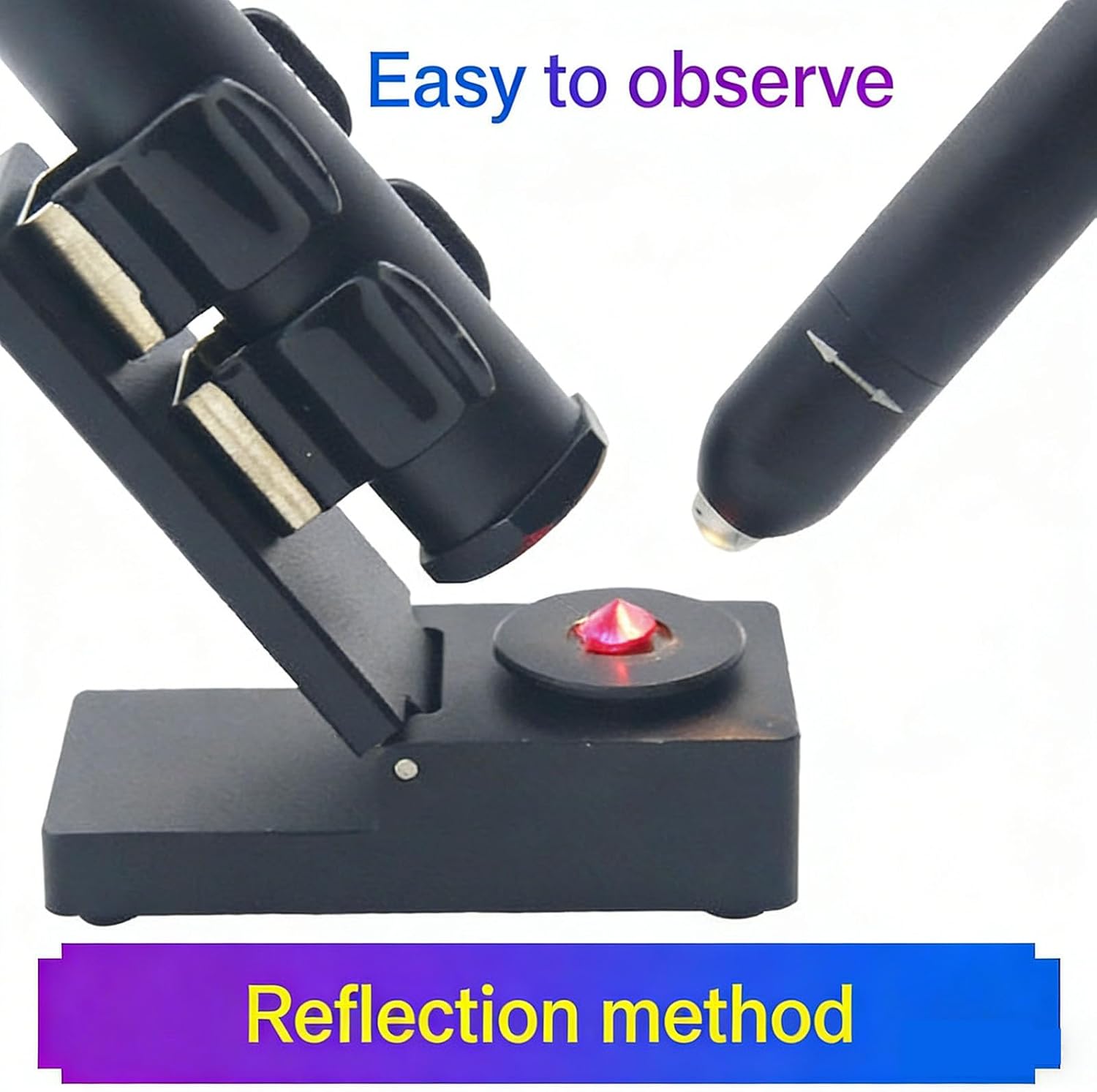 Gem Spectroscope Focusing Prism Stand, 0-90° Foldable Stand, for Grating & Prism Type Spectroscopes, with Both Transmission & Reflection Spectroscopy Methods