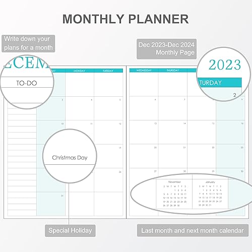 Miniatura 3 de Agenda semanal y mensual 2024 de 8.5 x 11 pulgadas, agenda grande de tapa dura de diciembre de 2023 a diciembre de 2024, planificador de 13 meses