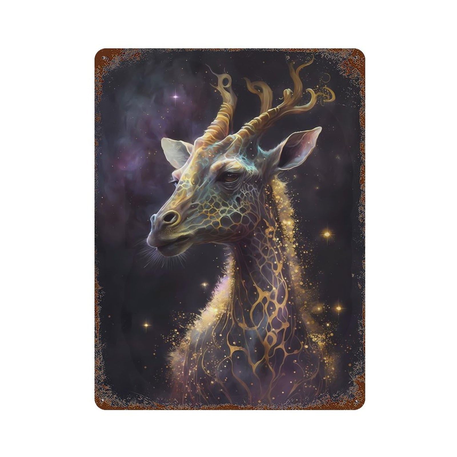Rust Effect Giraffe Enchantment Decorative Tin Sign 15.7"x11.8", Vintage Wall Decor for Farmhouse, Kitchen And Entryway Decor
