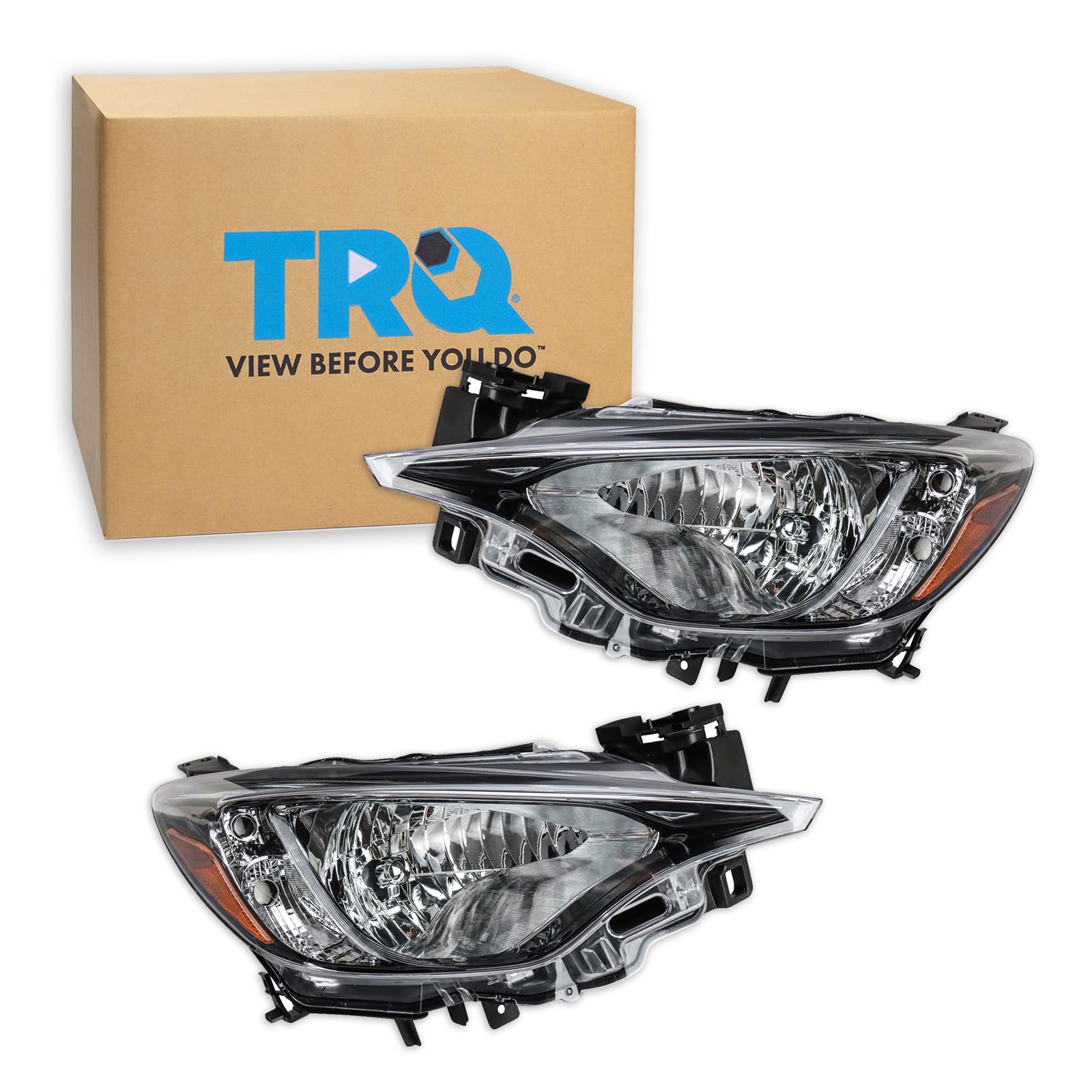 TRQ Headlight Assembly Set Headlights Driver & Passenger Side Compatible with 2016 Scion iA 2019-2020 Toyota Yaris SC2502106 SC2503106