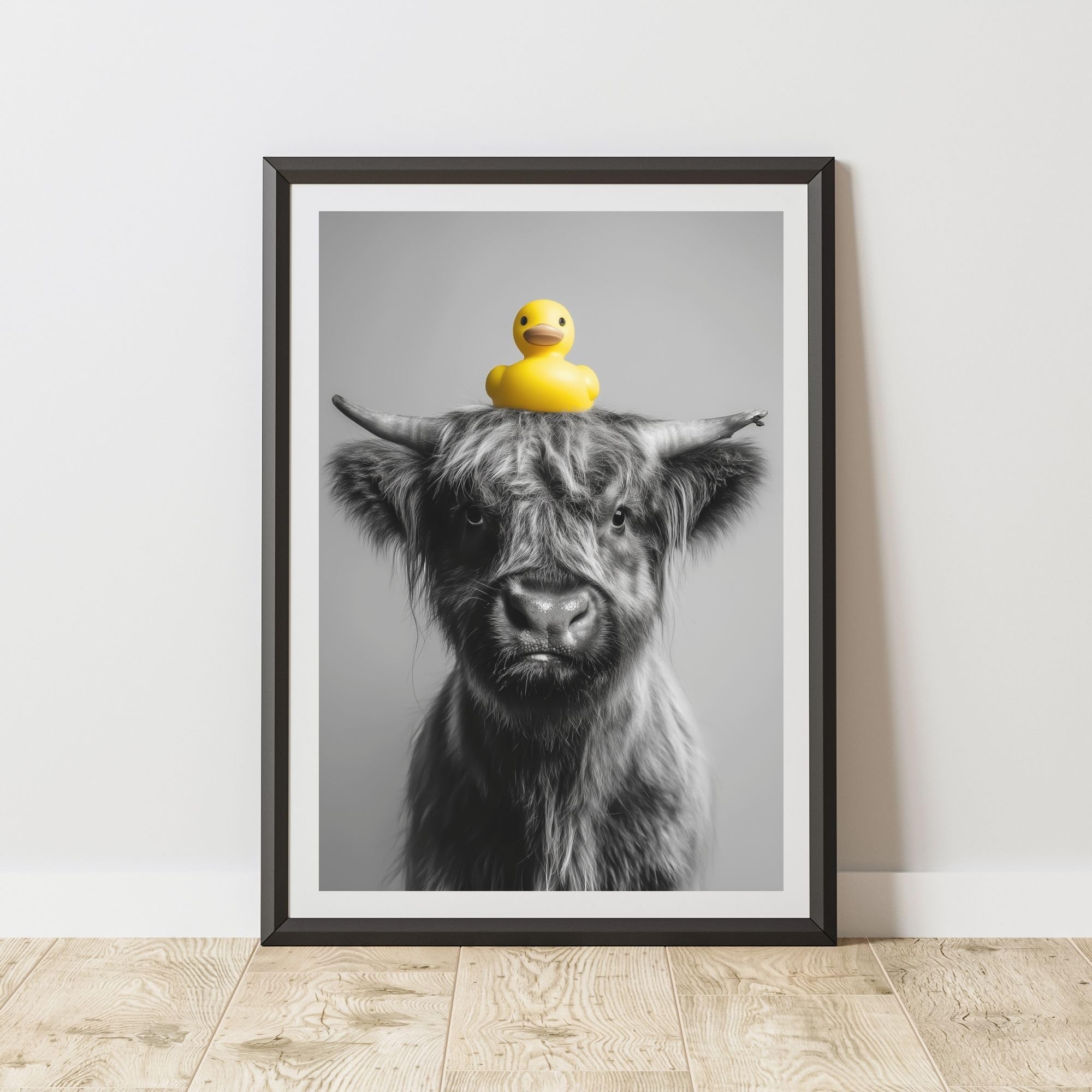 60 Second Makeover Limited Funny Highland Cow Rubber Duck Print A4 Size from B&Q