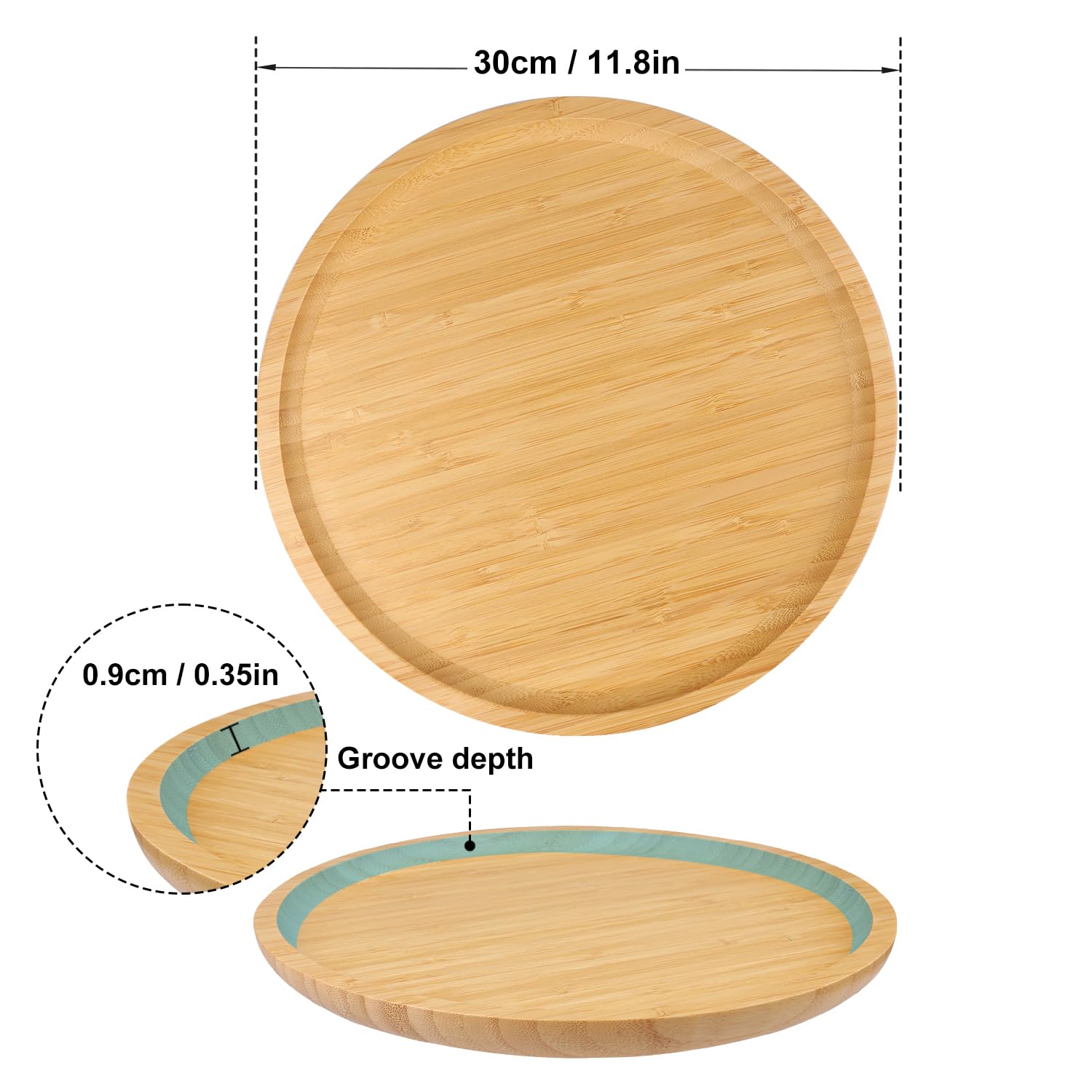 GNIEMCKIN Lot de 3 soucoupes rondes en bambou de 30 cm, pour plantes d'intérieur et d'extérieur, parfaites pour les pots de fleurs succulentes et les pots de fleurs avec drainage.