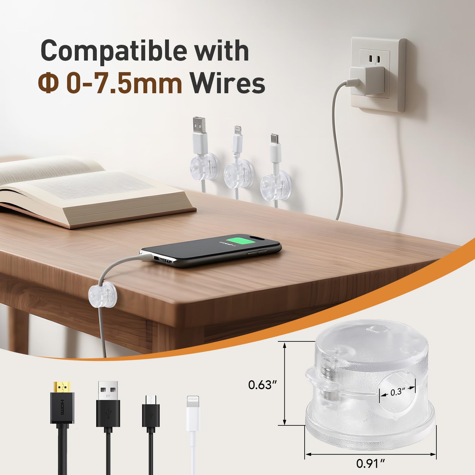 12 Pack Clips Câble Organisateur Bureau, Clips De Gestion Des Câbles