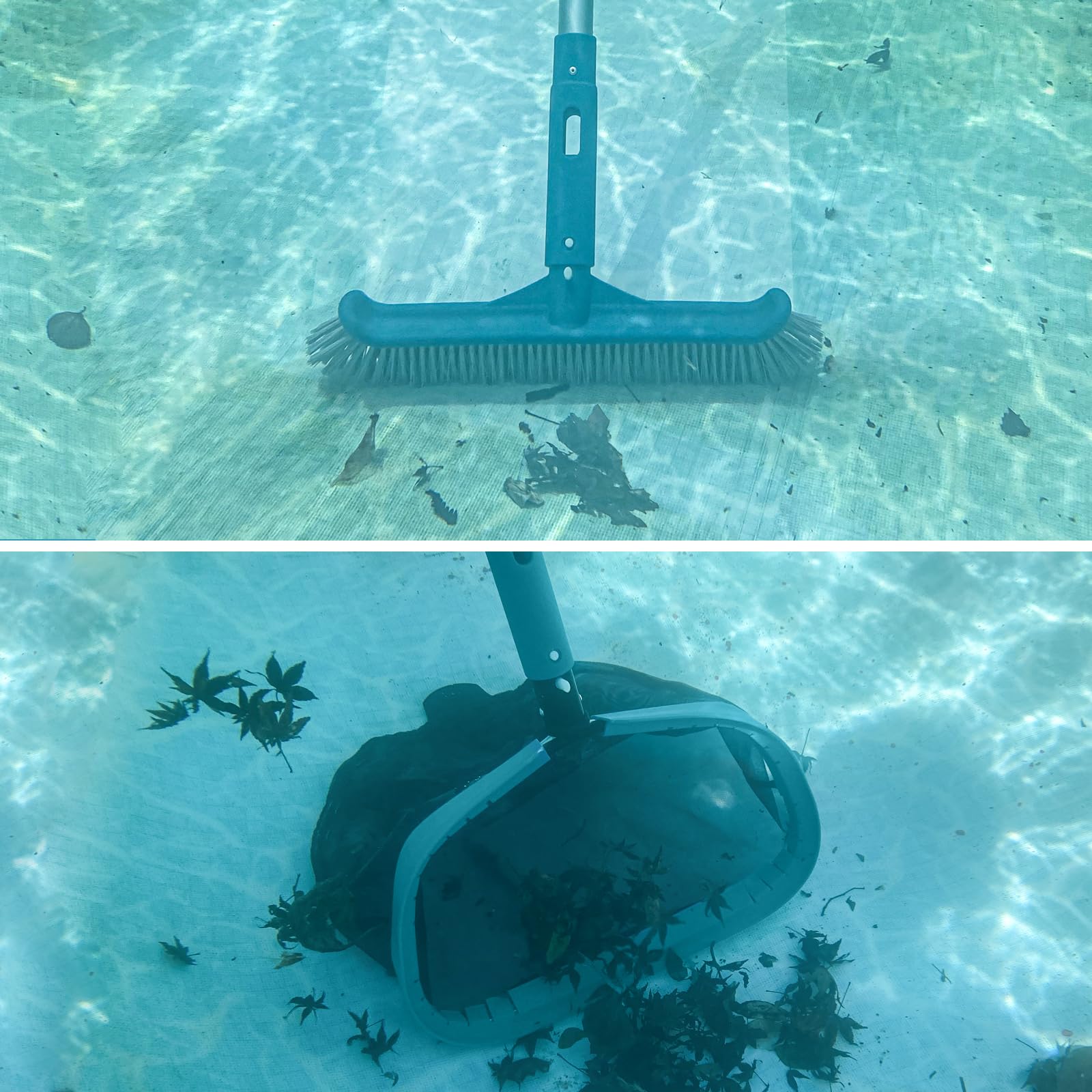 Pool-Reinigungsset für oberirdische Pools, Gartenschlauch, Pool-Staubsauger, Aluminiumrahmen, Laubbesen, Wandbürste und 2,4 m Stange zum Entfernen von Blättern und Schmutz