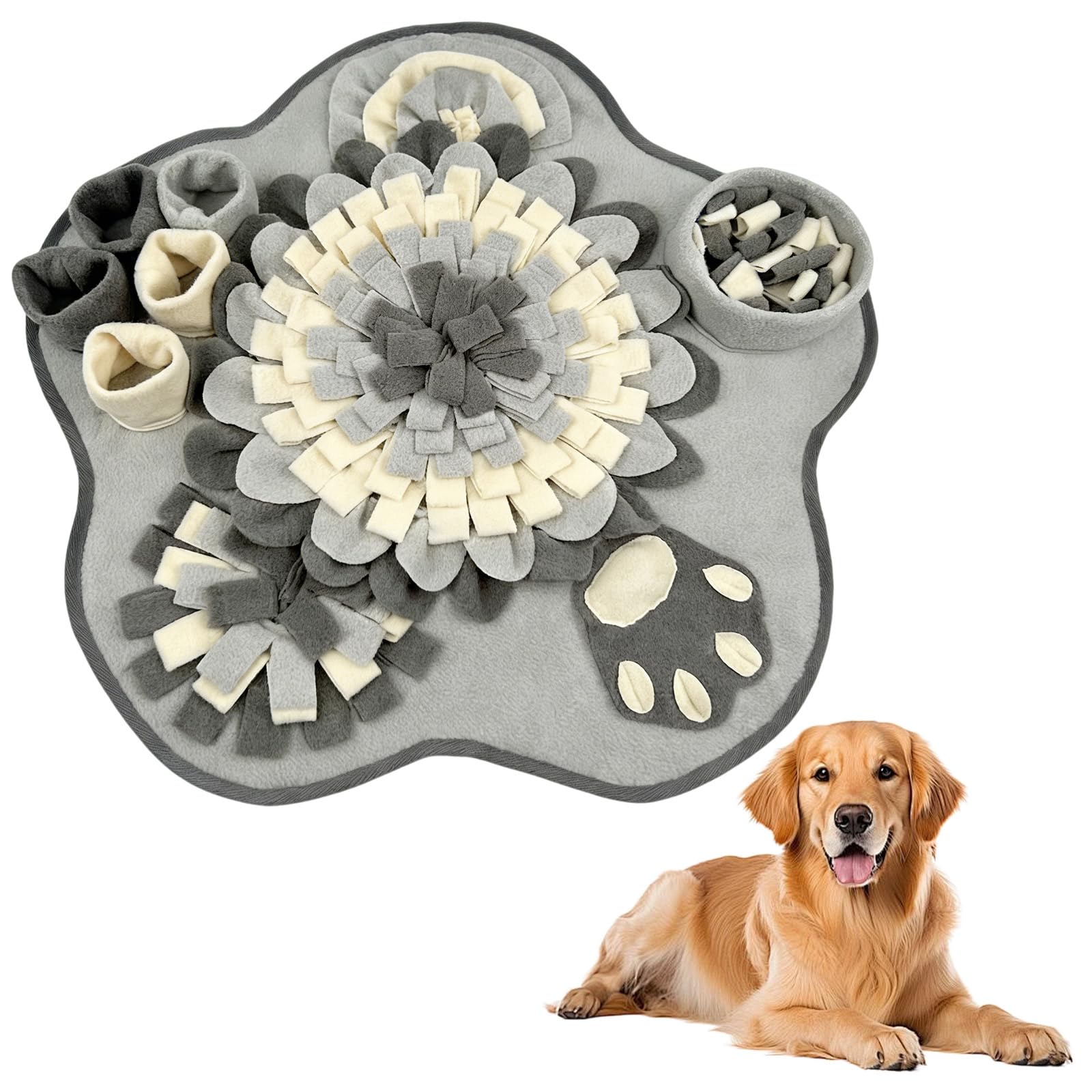Snuffle Mat for Dogs, Dog Snuffle Mat, Interactive Pet Slow Feeding Mats for Puppies Small and Medium Dogs Skills Slow Eating Smell Training Stress Relief (Grey)