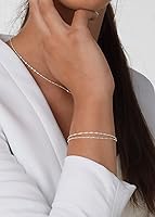 Vista 5 de Pulsera de doble cadena Annika Bella, cadena de mano de 6.5-7.5 pulgadas, pulseras de cadena de plata de ley 925, joyería minimalista para mujer