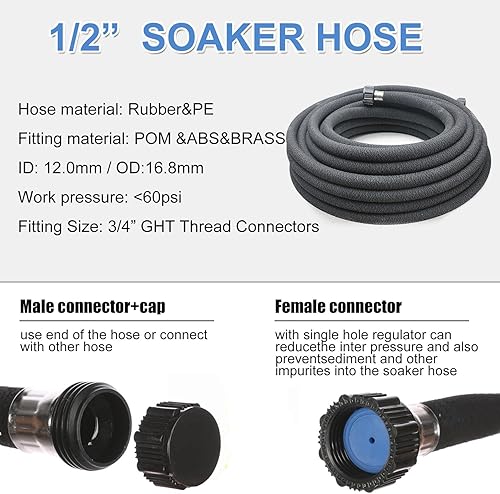 Miniatura 2 de Taisia Manguera de remojo de 12 pulgadas, manguera de jardín de goteo de agua de 15 pies, manguera de riego por goteo, ahorra un 70% de agua,