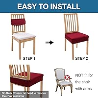 Vista 4 de smiry Fundas de asiento impermeables para sillas de comedor, juego de 4, fundas elásticas de jacquard extraíbles y lavables, sin fundas traseras
