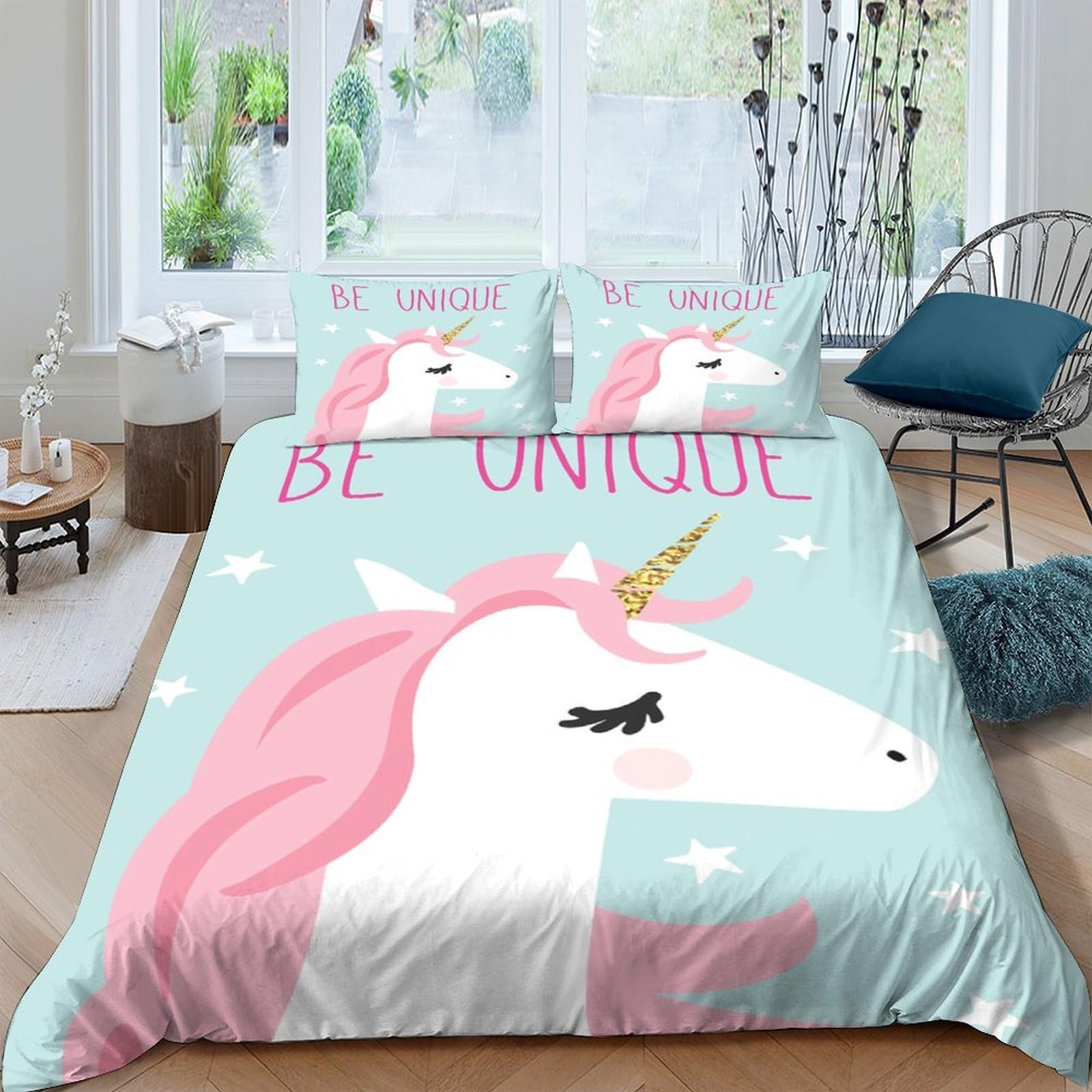 Ctjqhvkz Style-8 3D Printed Unicorn Pink Fitted Sheet Microfiber Soft Bedding Pastel Cartoon Bed Cover For Bedroom Dorm Mattress Protection Single（135X200cm）