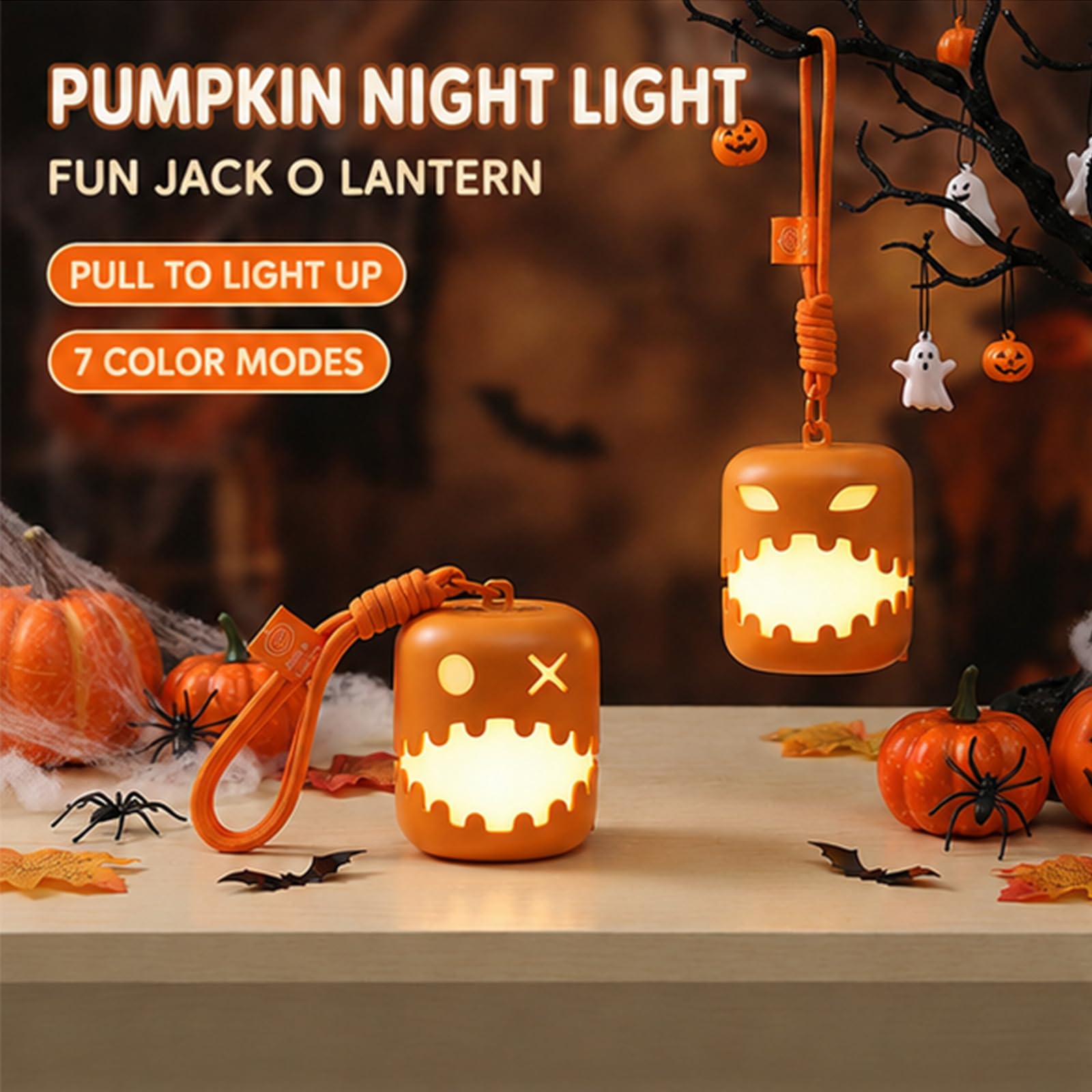 Calabaza Luminosa de Halloween (Jack-o'-Lantern) de 4 Pulgadas，1pcs