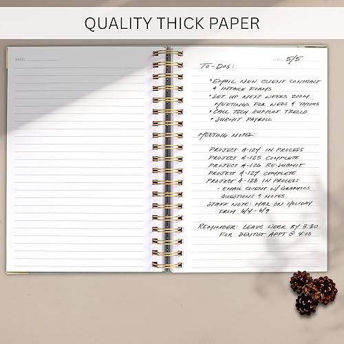 Miniatura 7 de Cuaderno estético grueso en espiral para mujeres en formato B5, moderno cuaderno de notas de lino con rayas universitarias con 300 páginas forradas,