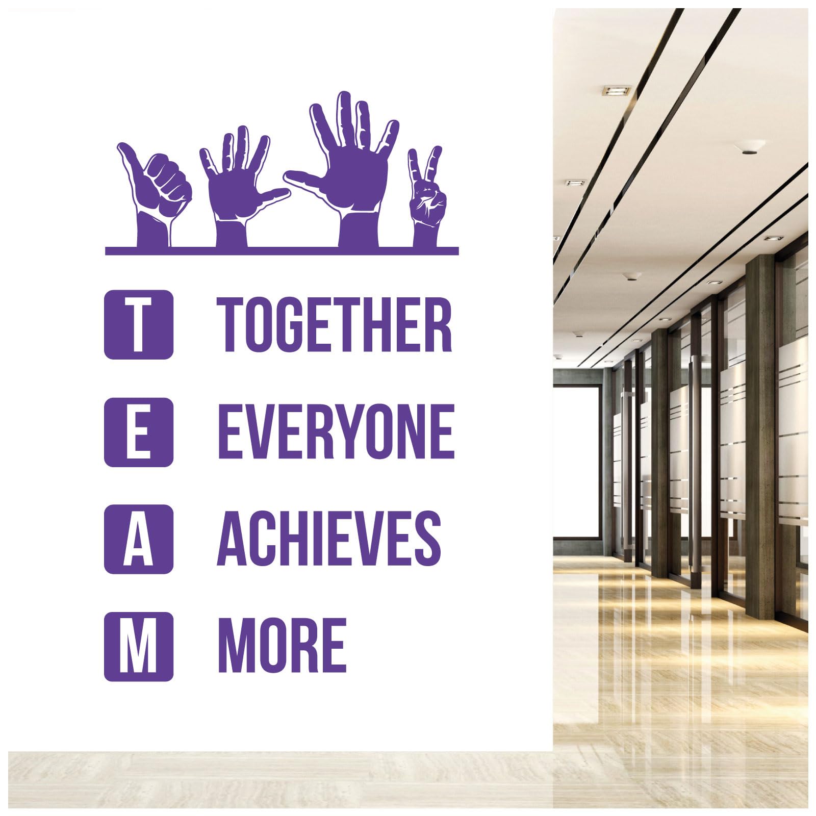 Team - Together Everyone Achieves More - Wall Quote, Office, Corporate, Corridor Wall Art Sticker [Medium] [Purple] — image 1