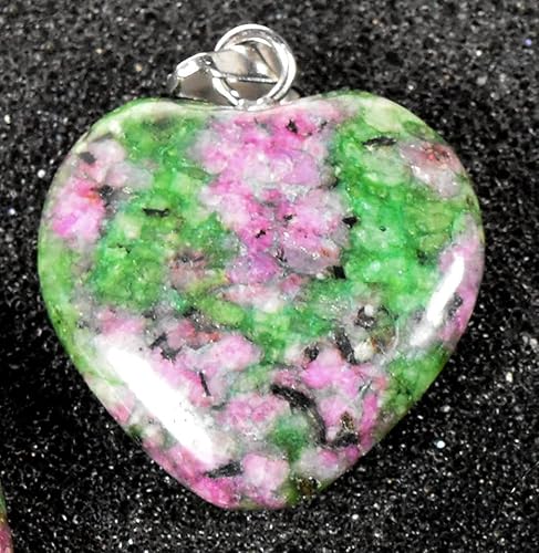 Miniatura 4 de 2PCs rubí rojo en verde fucsita corazón en forma de colgantes wplata plateado ojete natural piedra preciosa cristal mineral UV reactivo decorativo