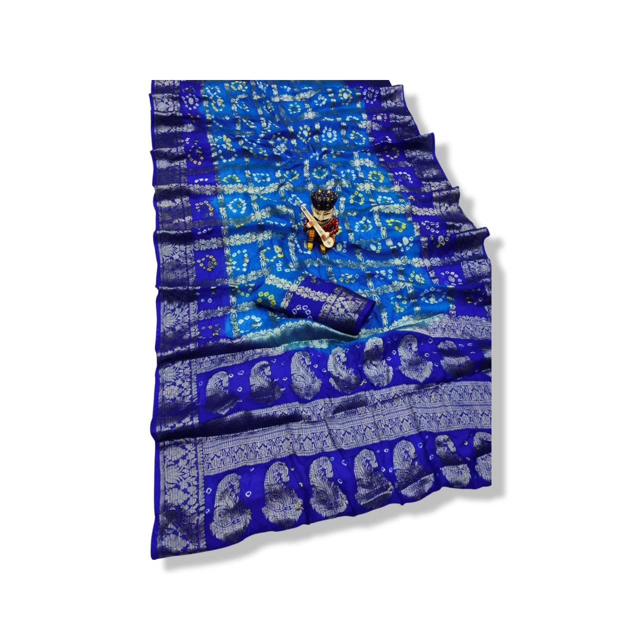 PK HUBWomen's Bandhej Silk Saree with Zari Work