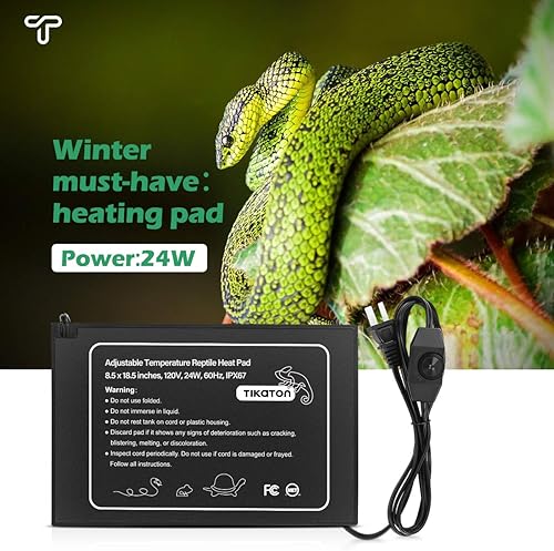 Miniatura 20 de Tikaton almohadilla de calor para reptiles, temperatura ajustable bajo el calentador del tanque para tanque de 38-76 litros/114-151 litros