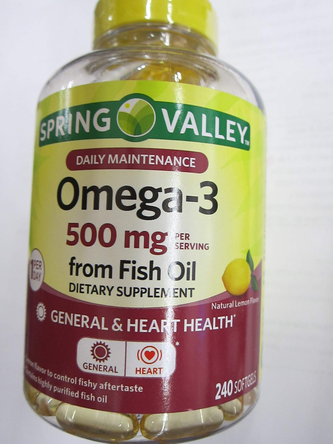 Spring Valley Omega-3 500 mg from Fish Oil, Heart Health, Lemon, 240  Softgels (Pack of 2) : Amazon.sg: Health, Household \u0026 Personal Care