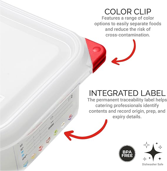 Araven Airtight Container, Food Pan with Lid for Storage in Kitchen and Restaurant, Full Size 6 Deep, 6 Count, Clear