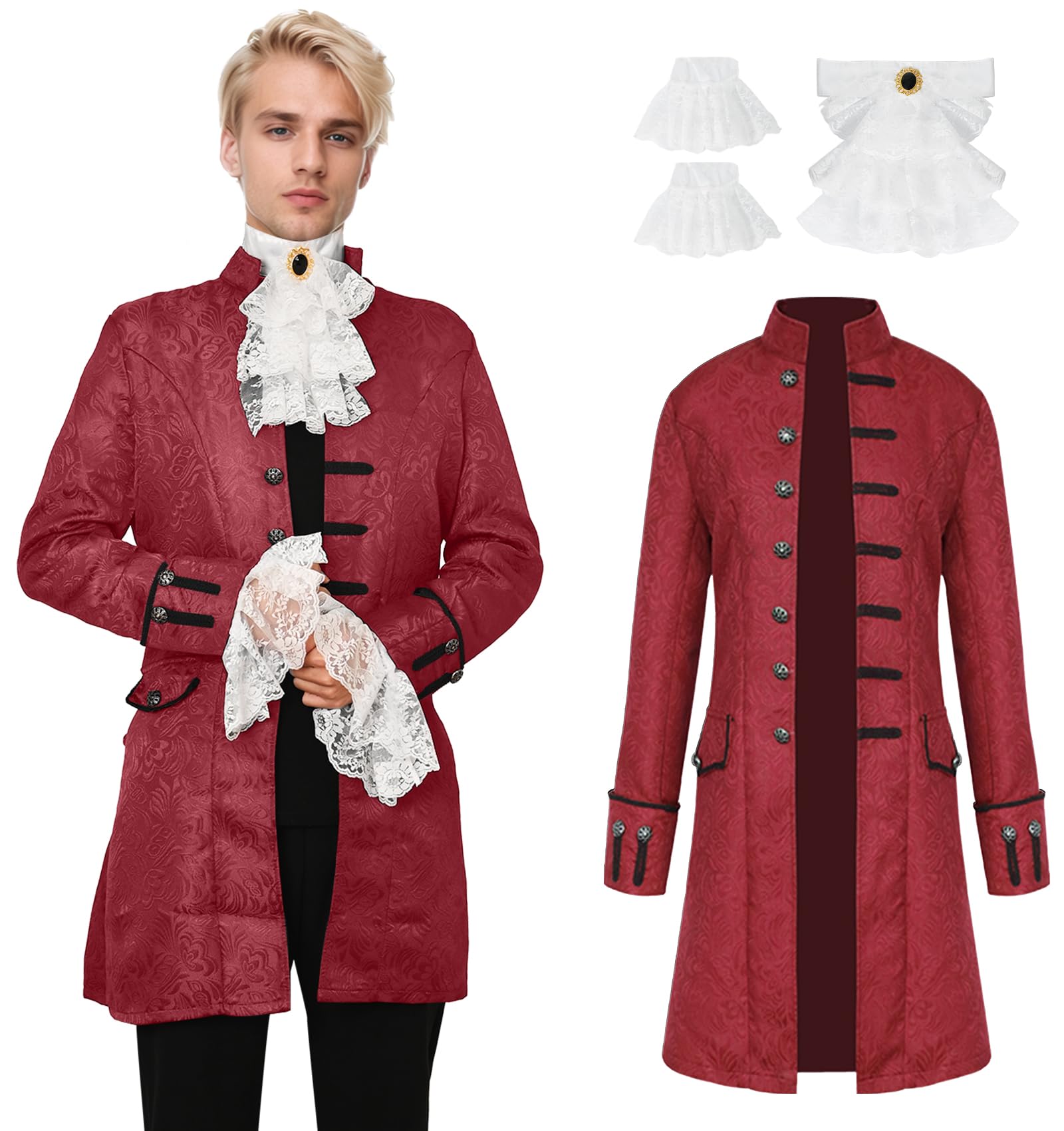 Cappotto da uomo gotico steampunk medievale vintage redingote cappotto vittoriano abbottonatura uniforme Halloween Carnevale Cosplay Costume