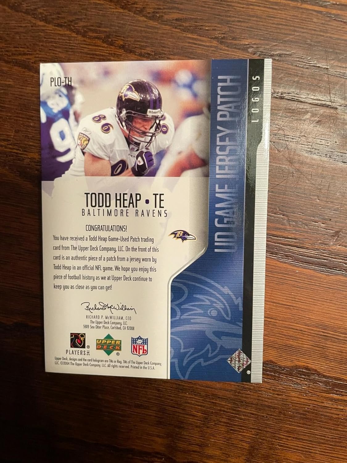 2004 Ud Game Jersey Patch Todd Heap Baltimore Ravens Real Used Patch Number - Football Cards