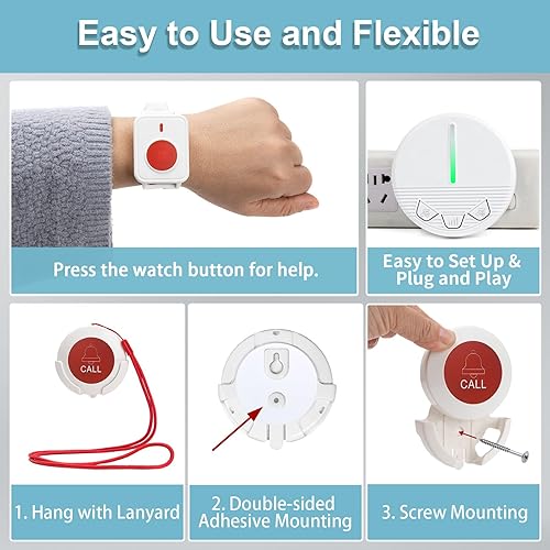 Vista 6 de Sistemas de alerta de vida para personas mayores Caregiver Buscapersonas Botón de llamada Botón SOS Botón de alerta para personas mayores mayores