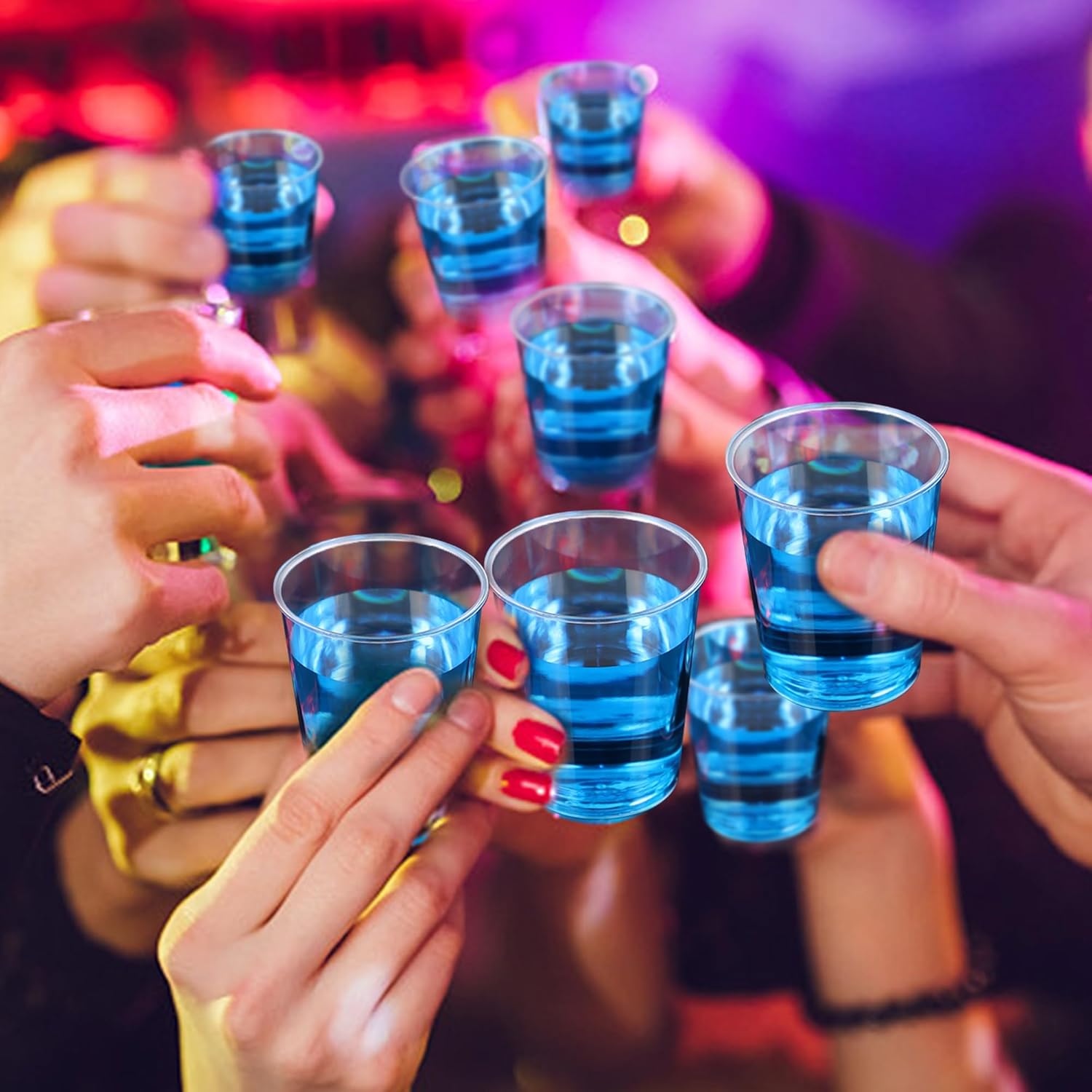 500 Shot Glasses, Clear Plastic Disposable Hard Cups, Mini Cups