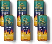 Cerveja ETAPP Session IPA Sem Álcool, 310ml, Refrescante, Cítrica, Low-Carb, Artesanal, Amargor Equilibrado, Ideal para Pós-Treino e Momentos Ativos (6 Latas)