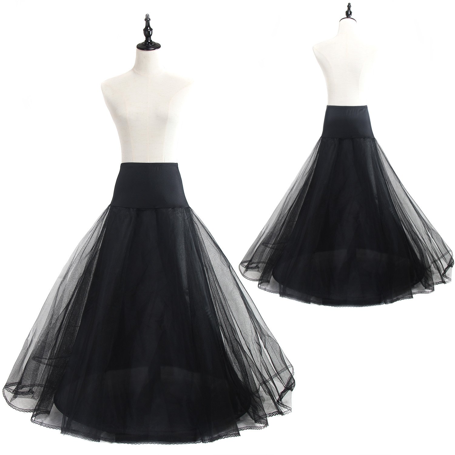 TUKA Sottogonna con Pizzo, 1 Cerchio, 3 Strati, Crinolina Sottoveste, per Vestito Abito da Sposa, Taglia Unica, Adatto per Taglia 32 - Taglia 42. TKB0019