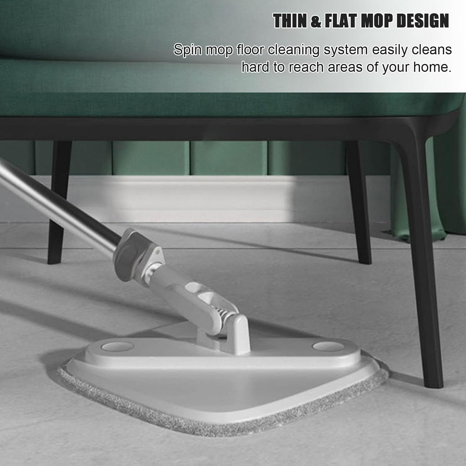 Mop and Bucket Set, Spin Mop with Separate Dirty Water System, 3 Microfiber Mop Pads and 53.2" Stainless Steel Handle for Floor Wall Cleaning