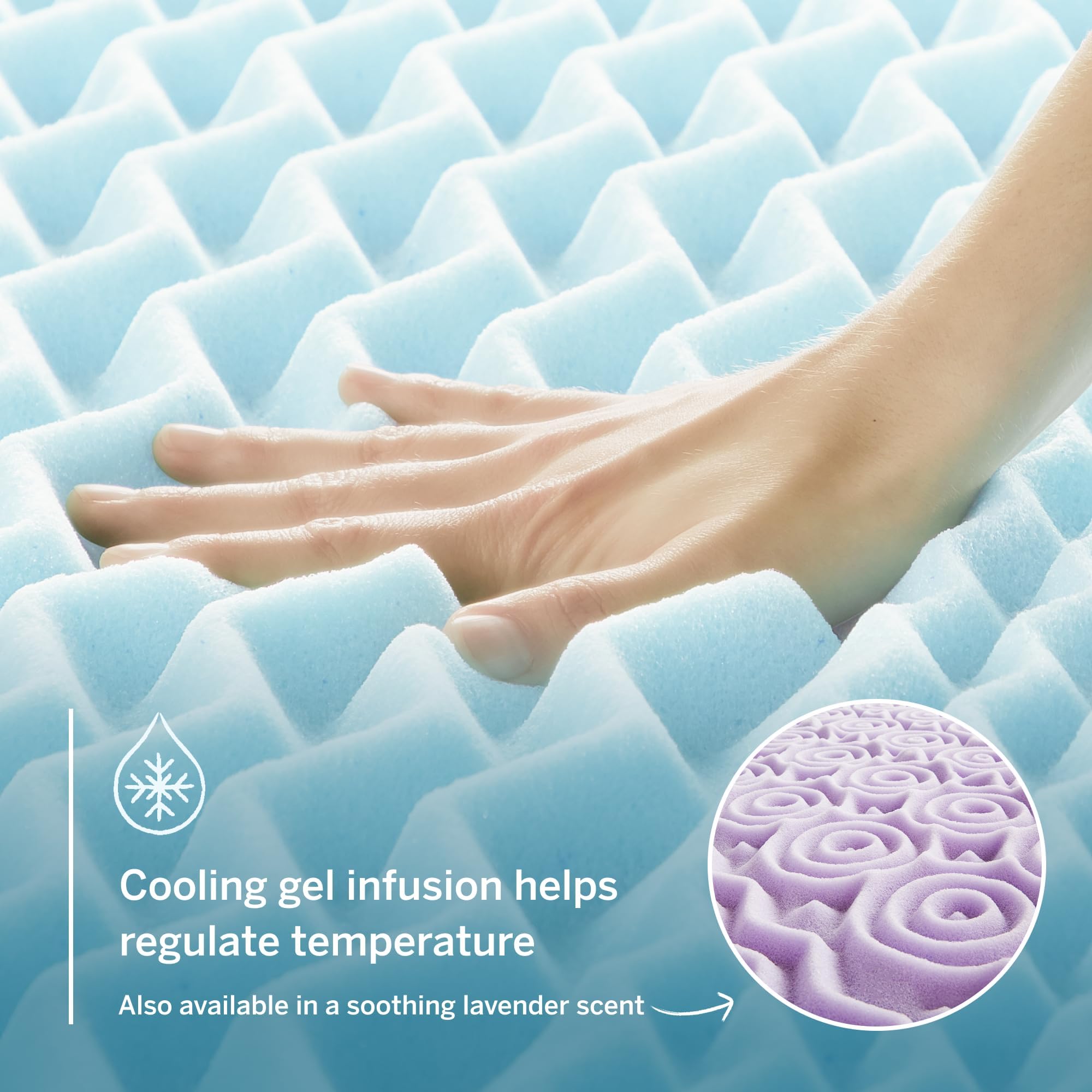 Lucid 3 Inch Mattress Topper Queen - Memory Foam Mattress Topper Queen - 5 Zone Gel Infusion - CertiPur Certified Foam