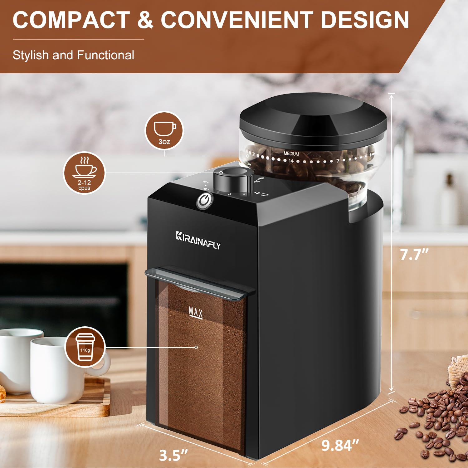 Outin Fino Draagbare Elektrische Koffiemolen Wit Outin Fino Draagbare Elektrische Koffiemolen Wit