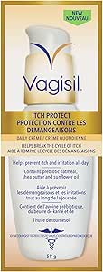 Vagisil Itch Protect Daily Creme with Prebiotic Oatmeal, Fragrance-Free Protective Formula with Shea Butter and Sunflower Oil, Hypoallergenic Itch and Irritation Prevention, 58g