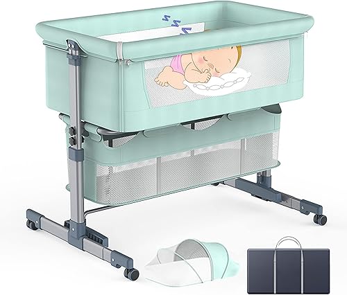 Moisés de bebé, cama de noche, cuna de noche para bebé, moisés portátiles para bebé, cama de bebé ajustable de 6 alturas, cama de bebé plegable a