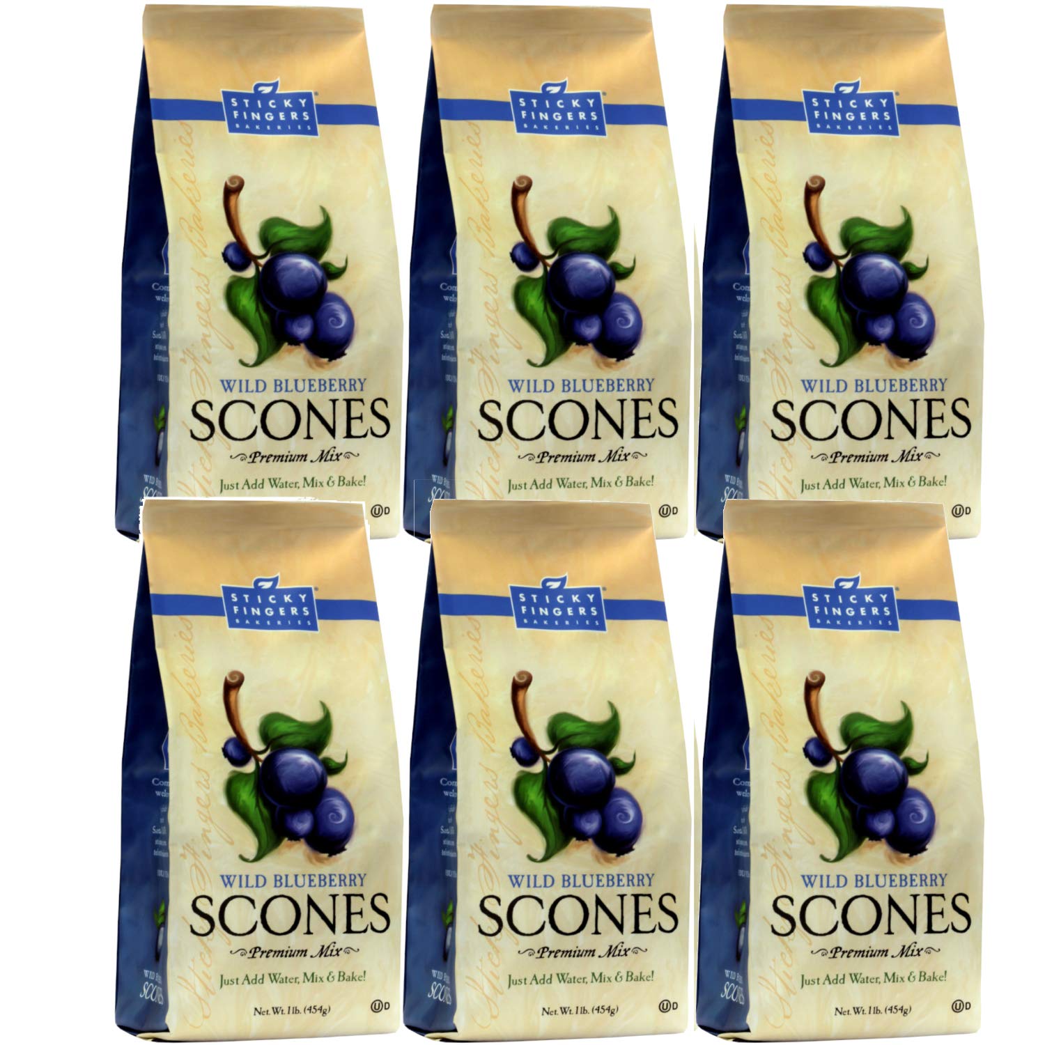 English Scone Mix, Wild Blueberry by Sticky Fingers Bakeries – Easy to Make English Scones Fresh Baked, Makes 12 Scones (6pk)