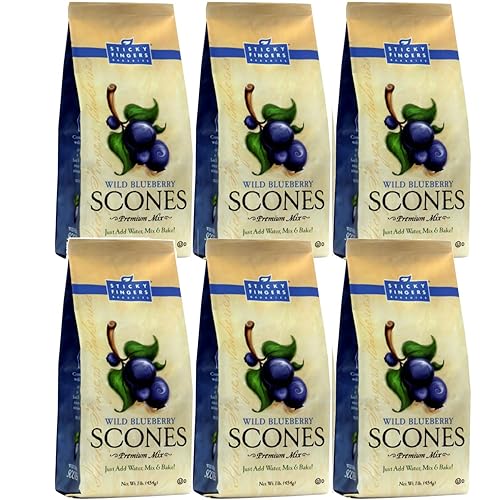 Mezcla de bollos ingleses, arándanos silvestres de Sticky Fingers Bakeries – Fácil de hacer bollos ingleses recién horneados, hace 12 bollos