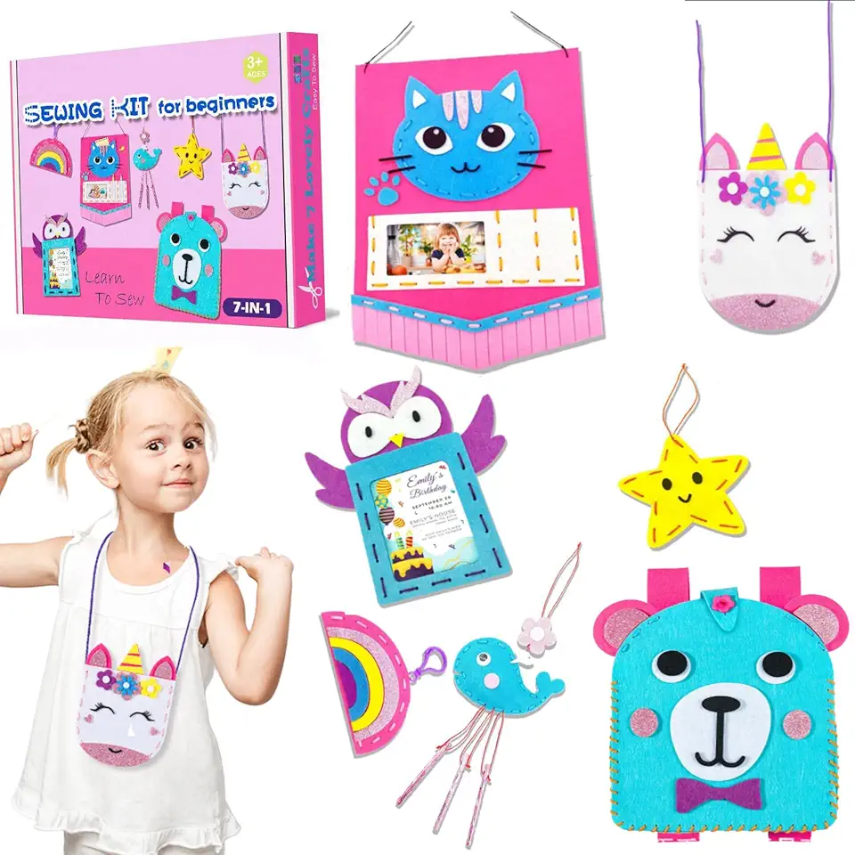 Sykit med djurfilt för barn