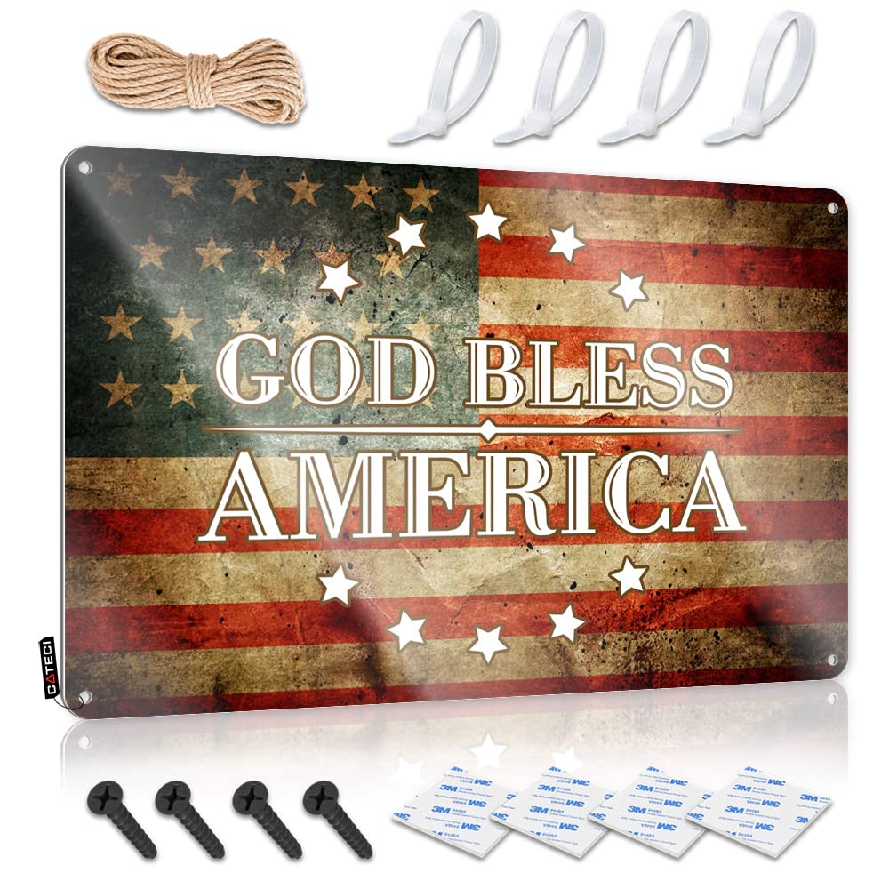 Ibwnbbusn Men's One Color Metal Signs Funny God Bless America Tin Sign Funny Alcohol Signs Home Decor For