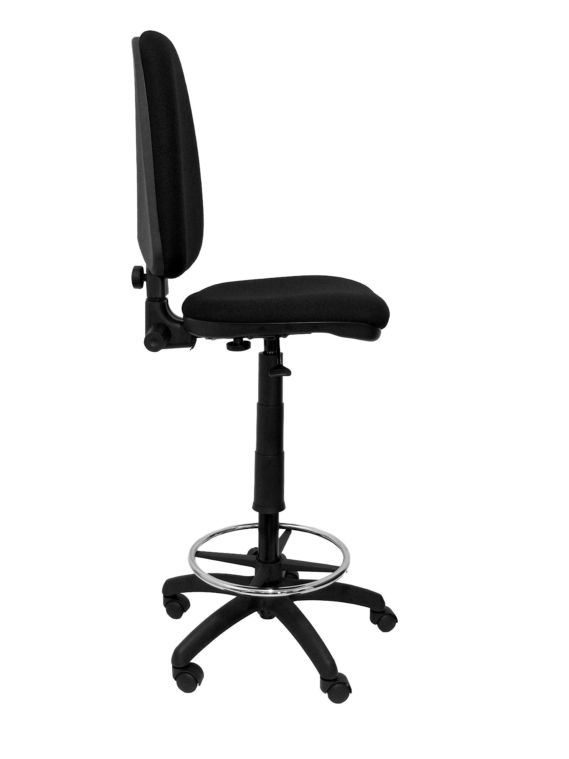 Piqueras y Crespo T04CP Sgabello ergonomico, altezza regolabile e anello poggiapiedi nero