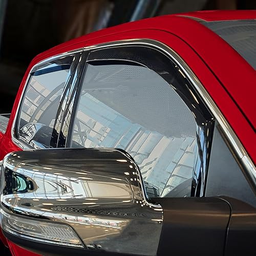 Miniatura 2 de Voron Glass Protectores de lluvia extra duraderos en canal para camiones Dodge RAM 1500 2019-2025 Crew Cab, deflectores de ventana, viseras de