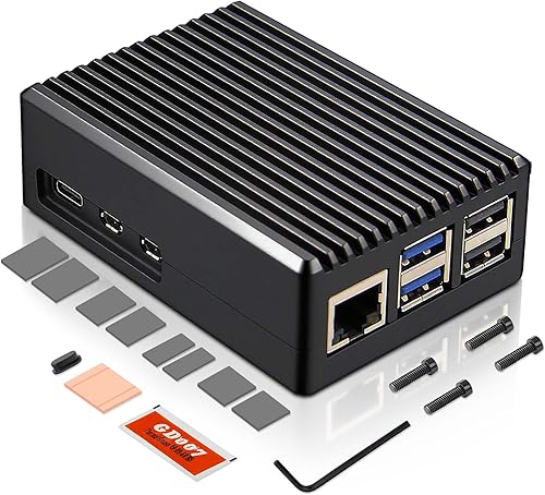 Geekworm Caja de refrigeración pasiva de aluminio resistente para Raspberry Pi 5 (P573-Sliver) disponible en Yaxa Guatemala